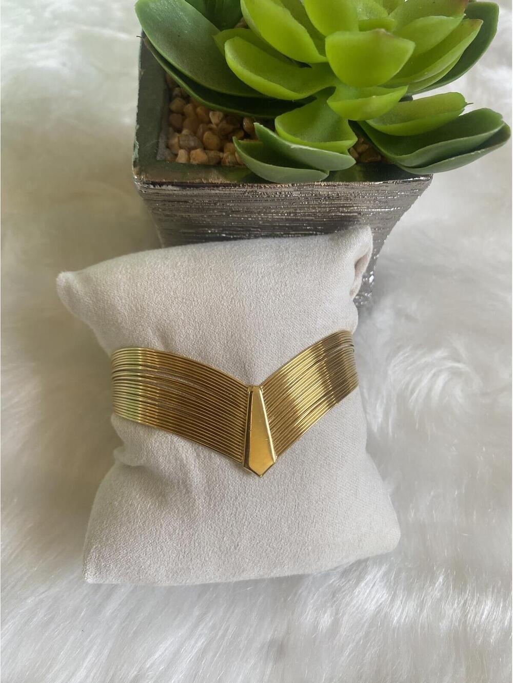 Gold Tone Metal Cuff Bracelet